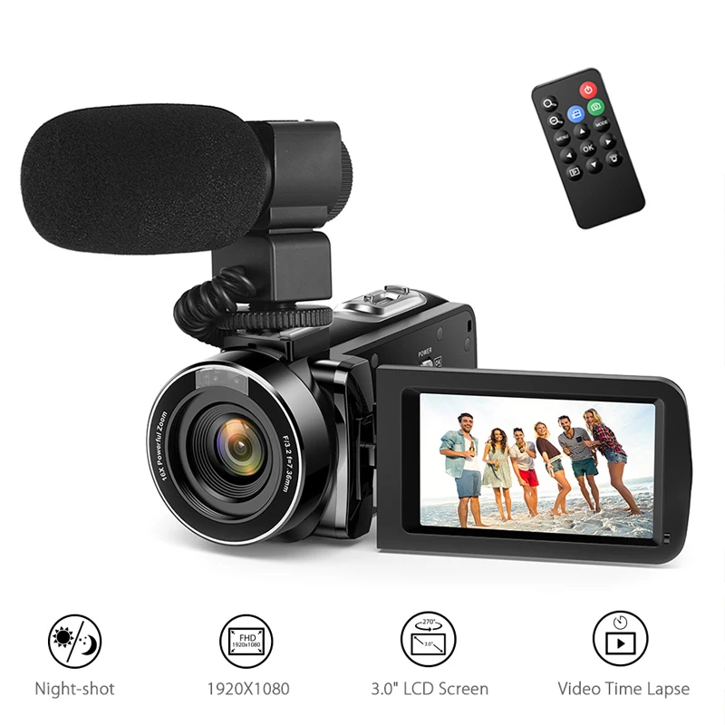 Andoer FHD 1080P Портативная Цифровая видеокамера Camecorder инфракрасное ночное видение 3," Вращающийся ЖК-экран 24MP 16X цифровой зум