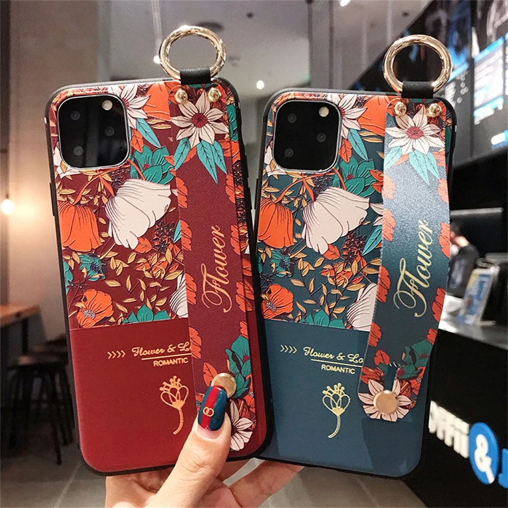 

For iPhone 13 Pro MAX Phone Case National Style Wristband Tide Brand For iPhone 13 Soft Shell Wristband Anti-fall Phone Cover