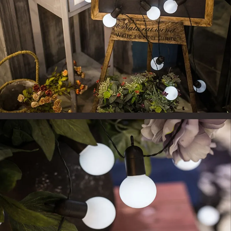 USB 50 LED Globe Festoon Gtring Light Fairy Outdoor Wedding Garden Party Patio Decor String Black Wire For Hanging Camping | Лампы и