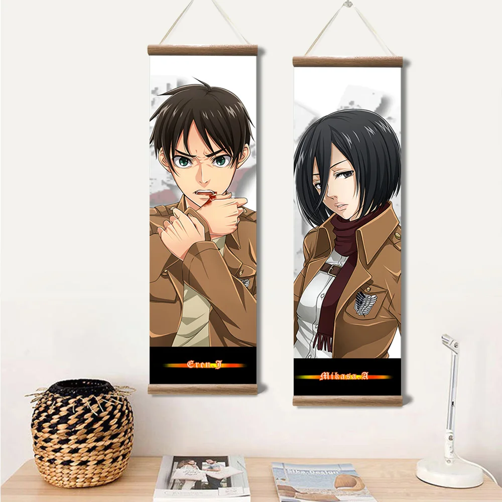 Japanese Anime Attack on Titan Eren Canvas Paintings Hanging Scroll Wall Art Posters Home Bedroom Decor Pictures for Living Room