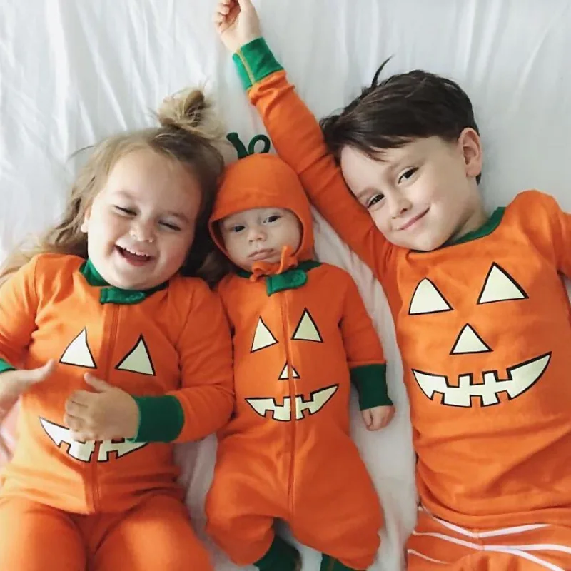Детский костюм тыквы на Хэллоуин маленький для малышей в стиле родителей и детей