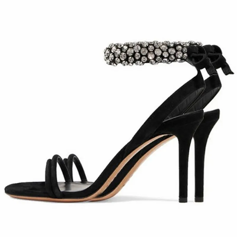 Сандалии женские ручной работы со стразами босоножки на высоком каблуке 9 см