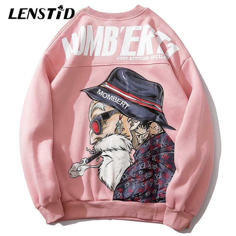 Зимние флисовые мужские пуловеры LENSTID 2019 в стиле хип-хоп с мультяшным рисунком