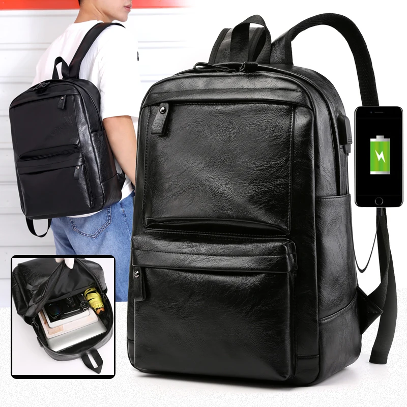Рюкзак для ноутбука из искусственной кожи мужчин большой дорожный Повседневный