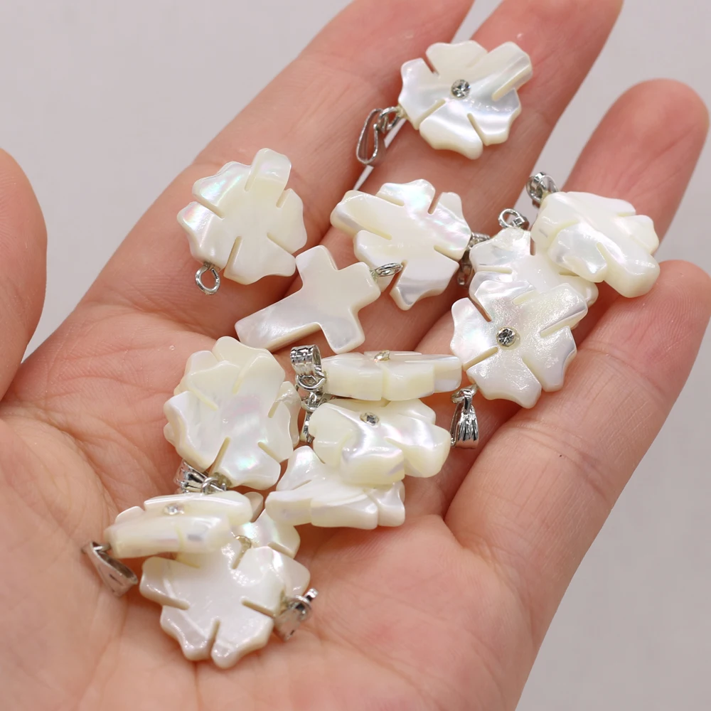 

4Pcs Small Pendant Natural White Shell Flower Shape Charms for DIY Necklace Earring Accessories Unisex Jewelry Gift 16x20mm