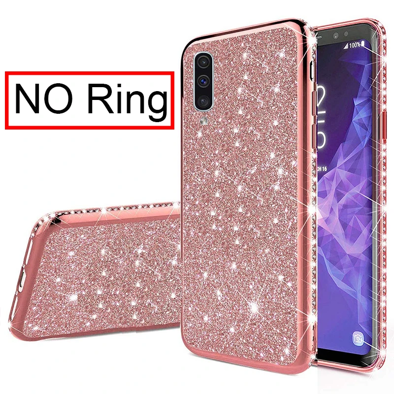 RoseGod Мягкий чехол со стразами и бриллиантами для samsung Galaxy A10 A20 A30 A40 A50 A70 S8 S9 S10 5G Plus S10e Note 10 блестящее кольцо - Цвет: RoseGod