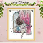 Для маленьких девочек и футболка с толстым котом; Счетный крест ручной работы 11CT 14CT напечатаны оптовые продажи, вышивка крестиком Наборы вышивки для рукоделия