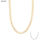 ANDYWEN 100% 925 пробы Серебряный Роскошный циркониевый чокер с цепочкой ювелирные изделия 2021 Рок Панк толстые большие шикарные украшения