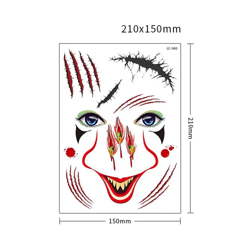 New Halloween Holiday Face Makeup and Terror Spider Scar Mask Design Fake Temporary Waterproof Tattoo Sticker | Красота и здоровье