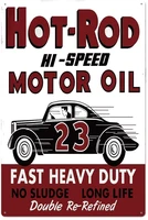 original vintage design hot rod motro oil tin metal wall art poster thick tinplate wall decoration signs for garage
