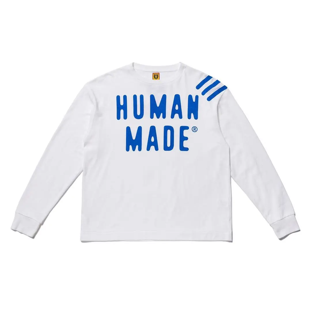 

HUMAN MADE Stripe Graphic Tees Men Streetwear Long Sleeve