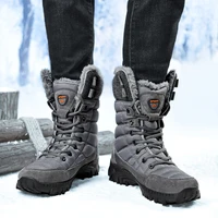 leather men boots winter with fur super warm snow boots men winter work casual shoes sneakers military combat ankle boots male