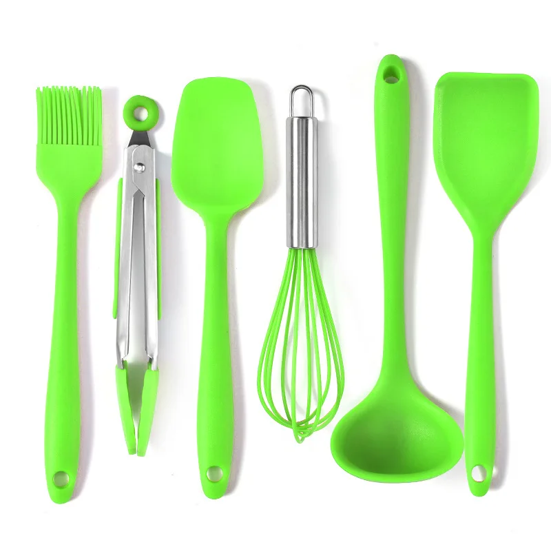 6pcsset silicone cooking utensils kitchen cookware utensil set non stick spatula kitchen tools 5 colors silicone cook gadgets free global shipping