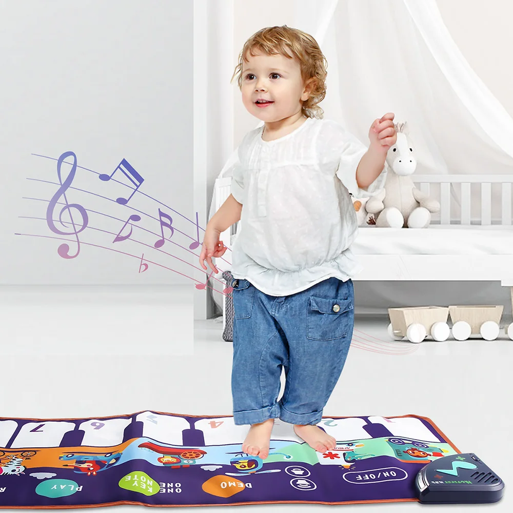 

Детский музыкальный коврик для пианино ползающий коврик с клавиатурой игровой коврик с автомобильной музыкальной шкатулкой различные игр...