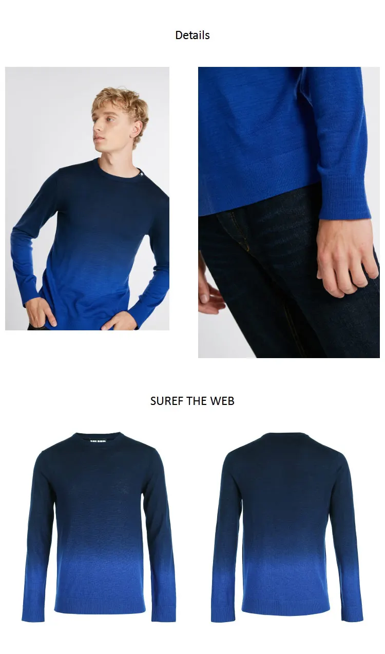 JackJones осенний мужской свитер из шерсти с крутым градиентом, повседневный Топ с длинным рукавом и круглым вырезом, мужская одежда 218324553