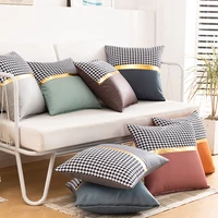 imitation leather cloth pillowcase thickened living room sofa nordic light luxury thousand bird splicing pillow cover cushion