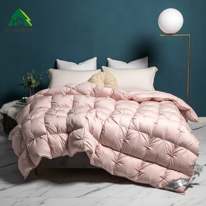 

HS Filling Power 500 High Density Luxury High-density Polyester Goose Down Quilt King Queen Size Pink Duvet Winter Blanket