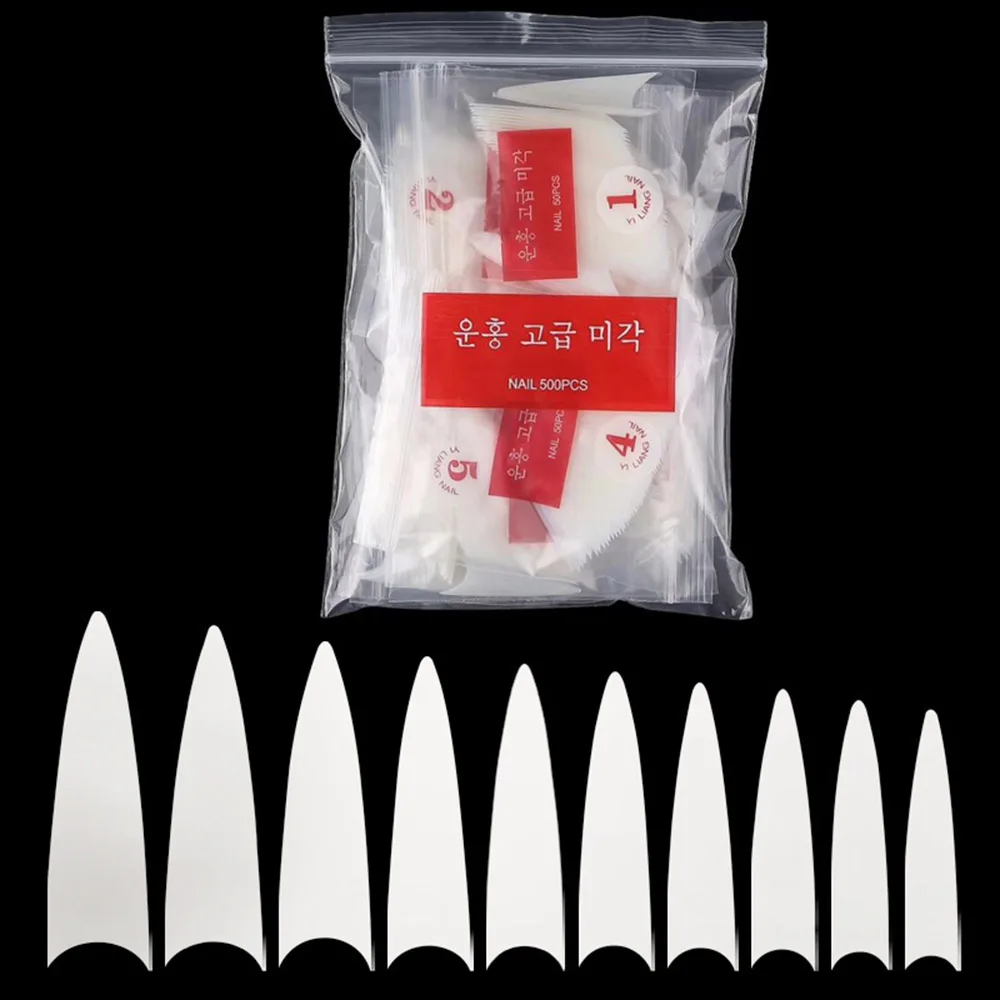 Накладные ногти 500 шт./пакет французские Длинные накладные 0 9 размеров прозрачные