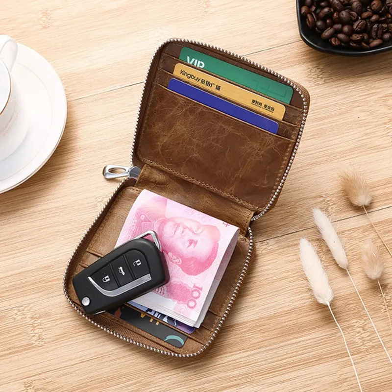 Винтажные мужские бумажники короткий бумажник из натуральной кожи ретро-кошелек