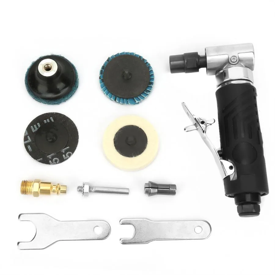 

1/4inch Air Angle Die Grinder 90 Degree Pneumatic Grinding Sanding Discs Tool Kit Cut Off Polisher Mill Engraving Tool Set