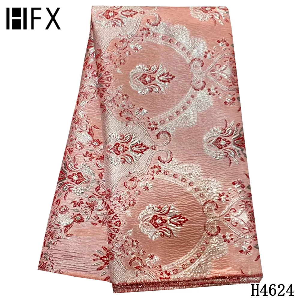 

HFX 2021 French Tulle Lace Jacquard Brocade Fabric High Quality Embroidered Nigerian Fabric African Lace For Wedding Dress H4624
