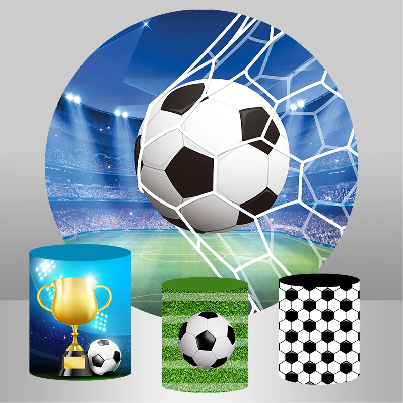 Round Circle Backdrop Soccer Football Background Kids Birthd