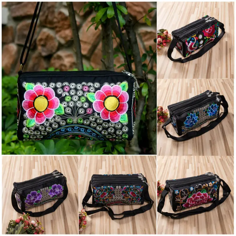 Винтажные женские сумки с вышивкой в стиле бохо через плечо цветочной этнические