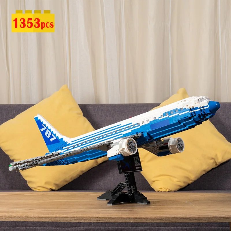 Фото В НАЛИЧИИ MOC Dreamliner 787-8 Строительные блоки Сборка модели Идея авиационного самолета Конструктор Кирпич 1353 шт. Игрушки Подарки для мальчиков №2