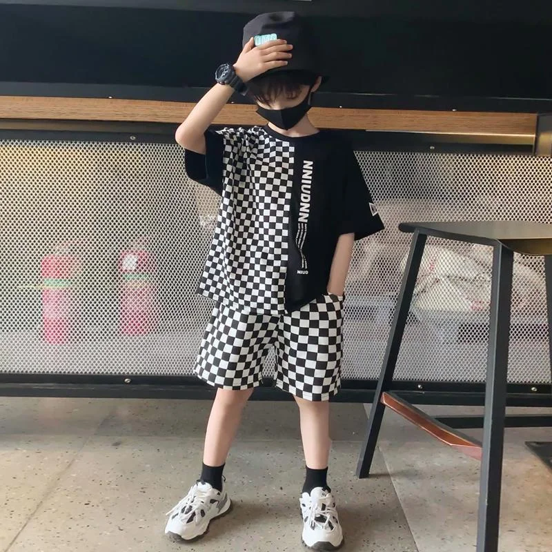 

Boys Set 2021 New Middle-big Children's Clothing Summer Handsome Sports Boy Short-sleeve Tide Brand Suit