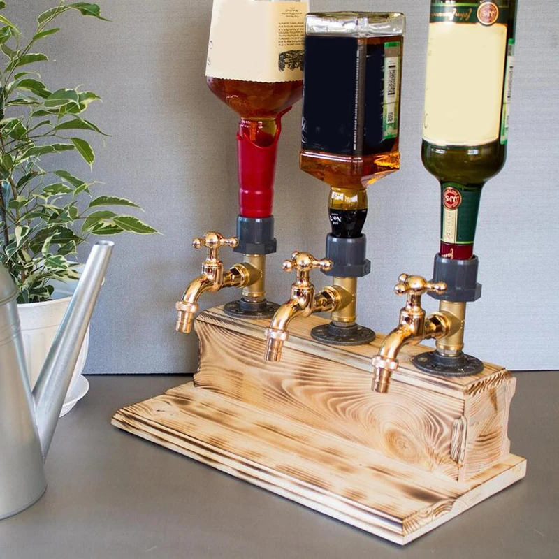 

Beer Father's Day Liquor Alcohol Whiskey Wooden Dispenser Faucet Shape for Party Dinner Bar and Drink Station