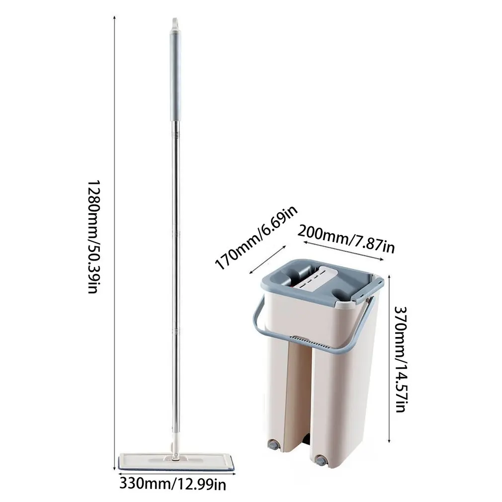 

Flat Squeeze Magic Automatic Mop And Bucket Avoid Hand Washing Microfiber Cleaning Cloth Kitchen Wooden Floor Lazy Fellow Mop