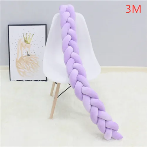 purple 3M 2 м/3 м узел Детская кровать бампер ткачество плюшевая подушка для колыбели детская защита для кроватки Детская кровать бампер декор комнаты - Цвет: purple 3M
