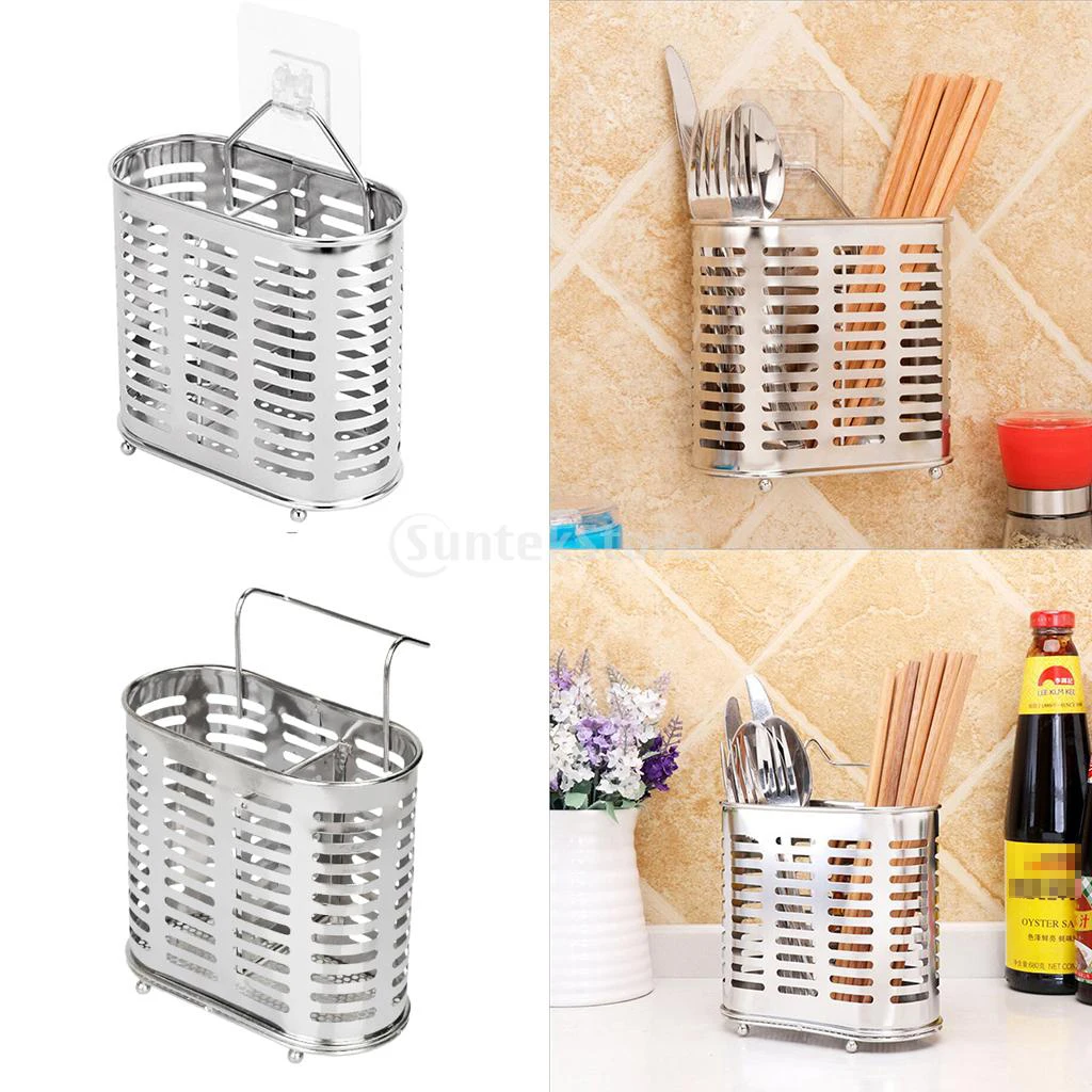 

Hanging Cutlery Holder, Kitchen Utensils Organizer - Stainless Steel, Silver