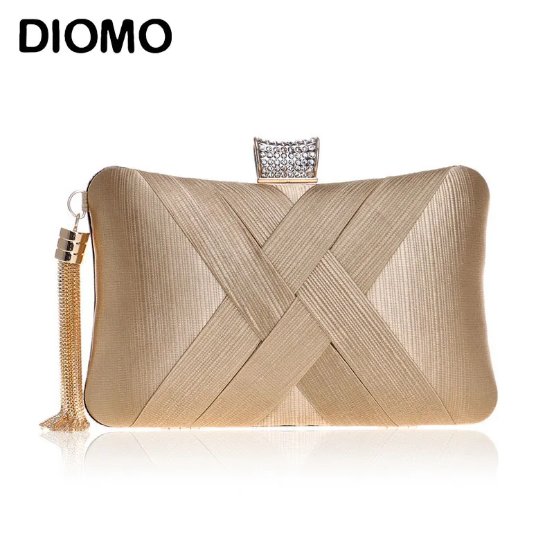 

DIOMO Trend Evening Bags Clutches for Women Fashion Ladies Luxury Tassel Purse Wedding Party Women Chain Bags Gold Black Green