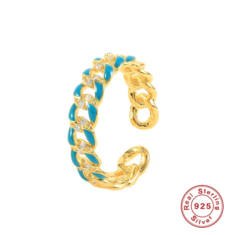 

Aide 2021 Trend 925 Sterling Silver Enamel Wedding Rings Candy Color Dripping Oil Opening Ring for Women Bling CZ Bridal Jewerly