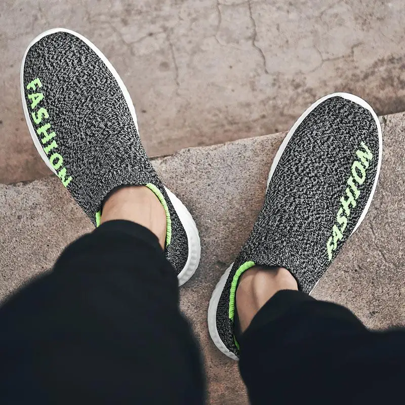 

New Big Size Elastic Laces Air Mesh Men's Running Shoes Men Socks Sneakers Sport Mens Shoes Sports Shoes Men's Athletic Shoes