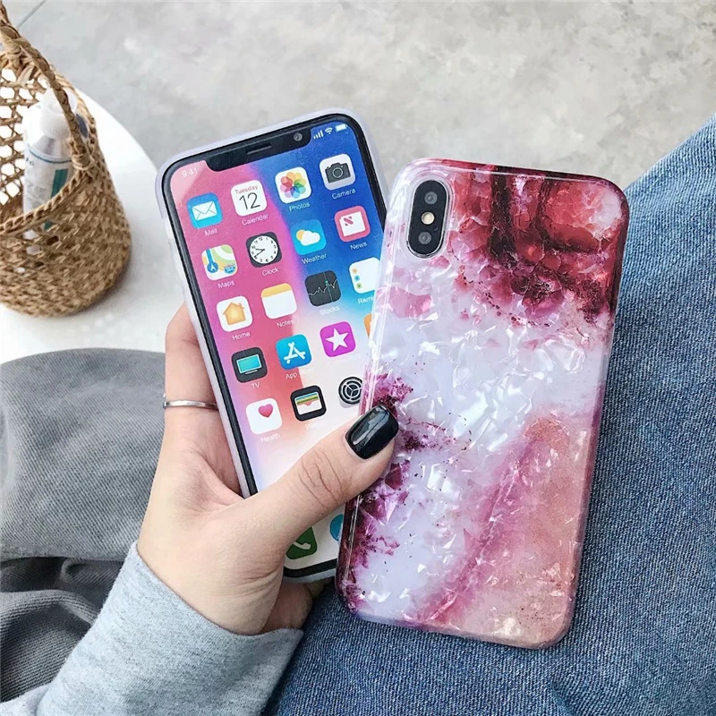 Блестящий Мраморный чехол для iphone 11 с цветочным узором глянцевый силиконовый