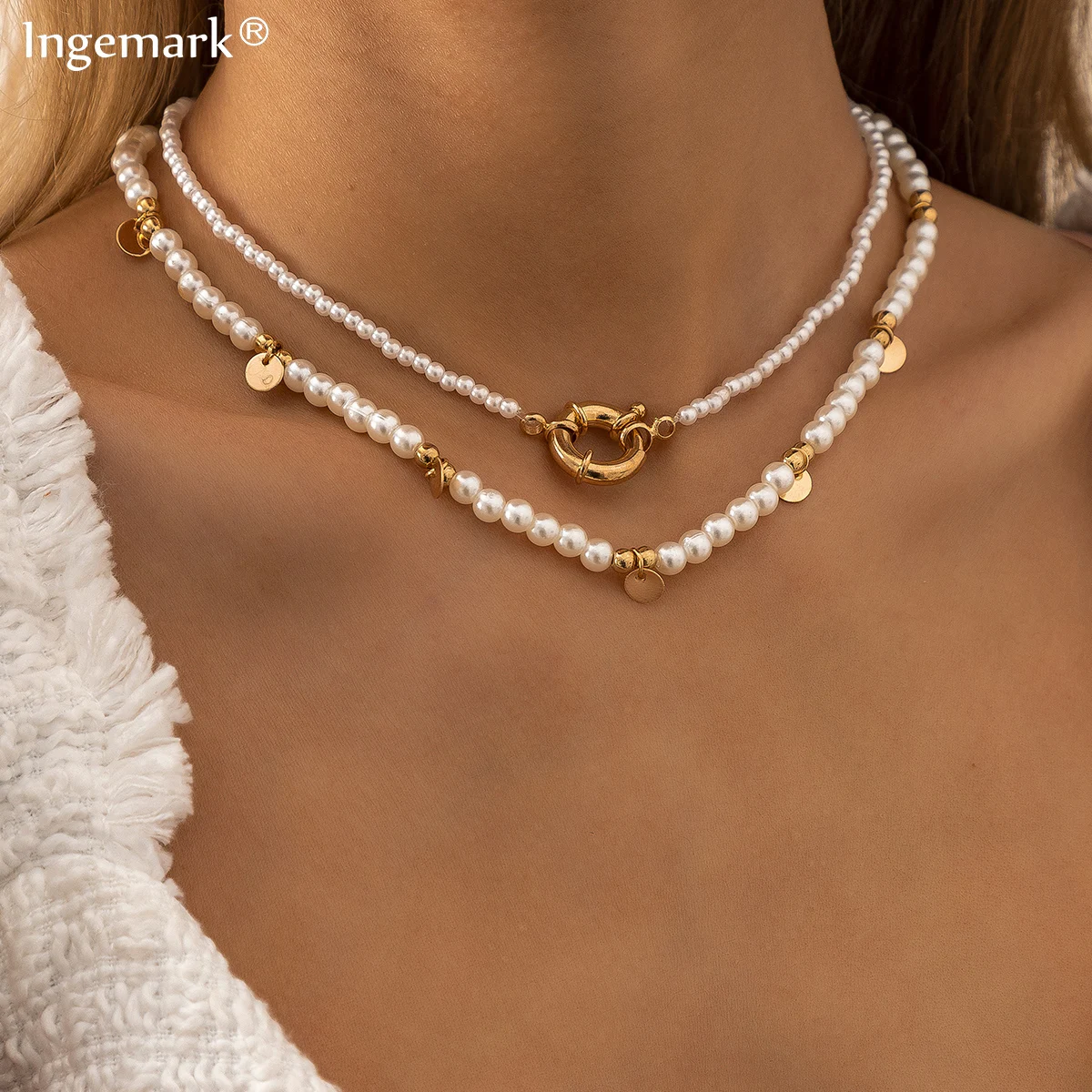 

2Pcs/Set Elegant White Imitation Pearl Choker Necklace Women Collares Bridal Wedding Kpop Beaded Chain Fashion Aesthetic Jewelry