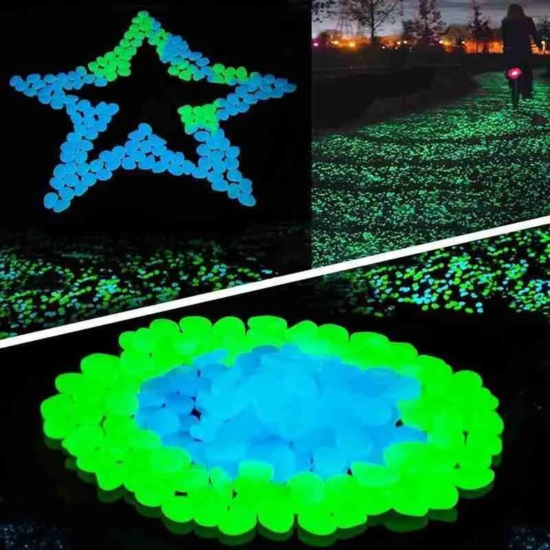 

50pcs Garden Glow In The Dark Luminous Pebbles For Walkways Plants Aquarium Decor Glow Stones Fish Tank Garden Decoration