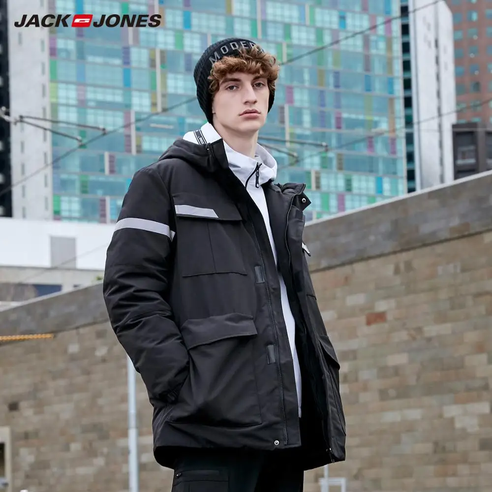 JackJones Для мужчин зимняя куртка светоотражающий дизайн грузовой автомобиль