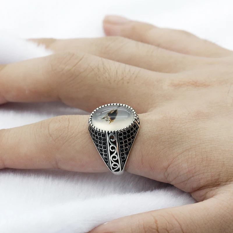 Мужское кольцо из серебра 925 пробы с натуральным ониксом|Кольца| |