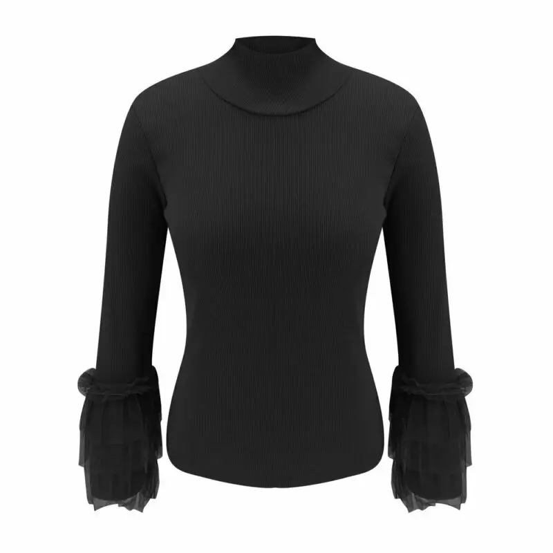 Женские трикотажные блузки с длинным рукавом облегающий джемпер пуловер