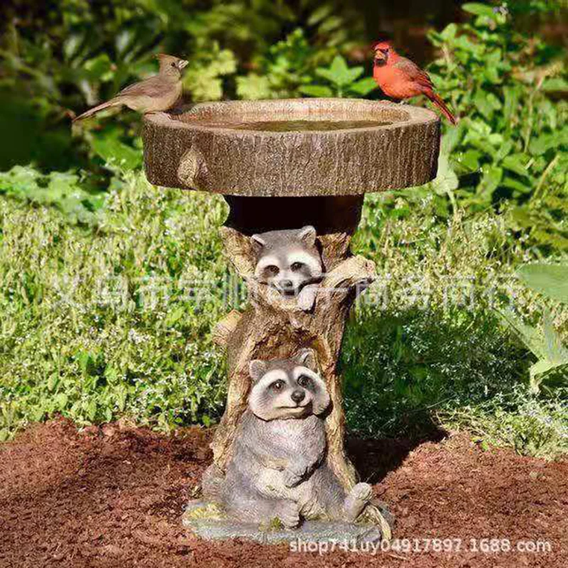 

Resin Raccoon Birdbath Polyresin Antique Garden Bird Bath For Home Garden Yard Animal Sculptures Ornament Miniatures Resin 2021