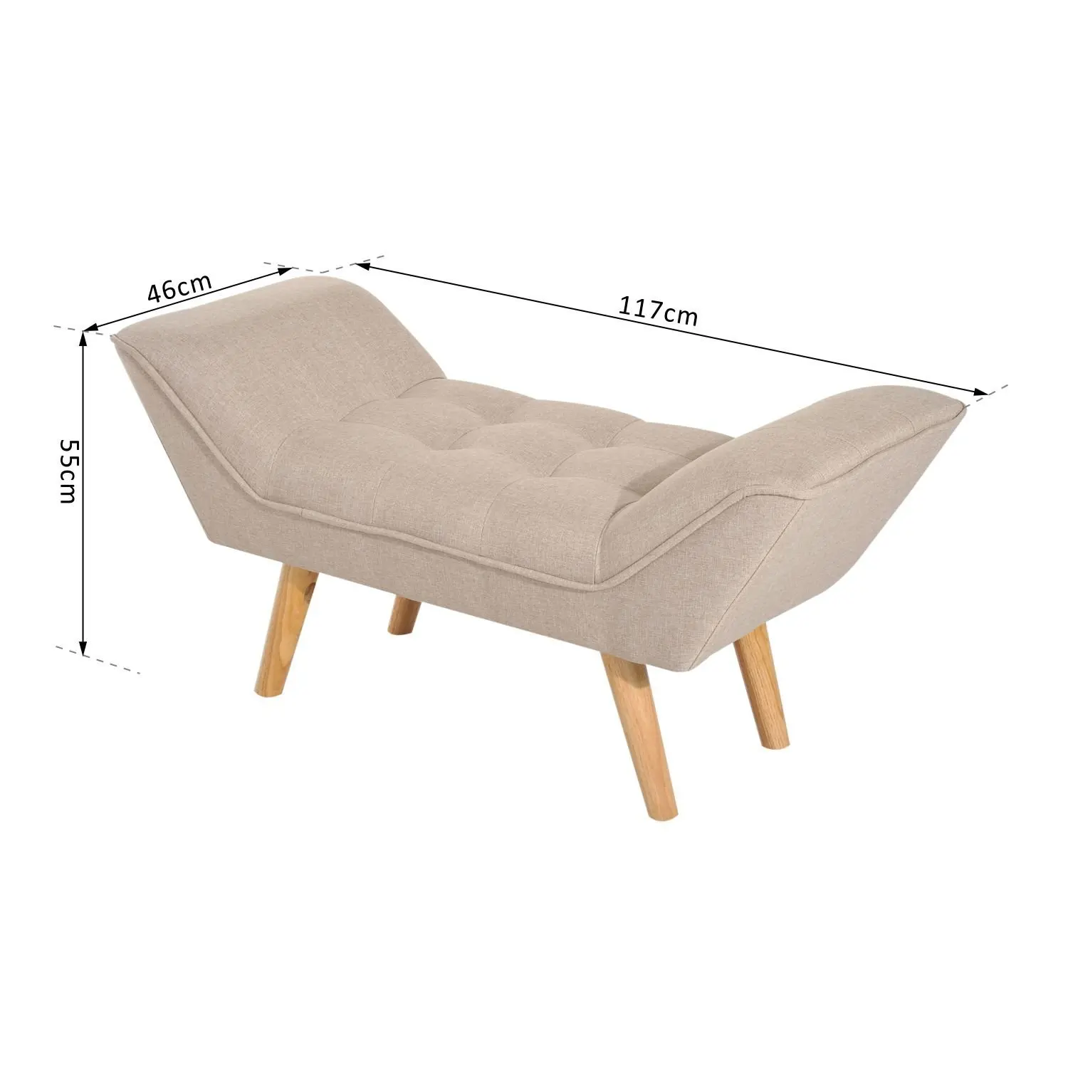 HOMCOM скамейка диван Chesterfield мягкое белье 117x46x55 см крем| |