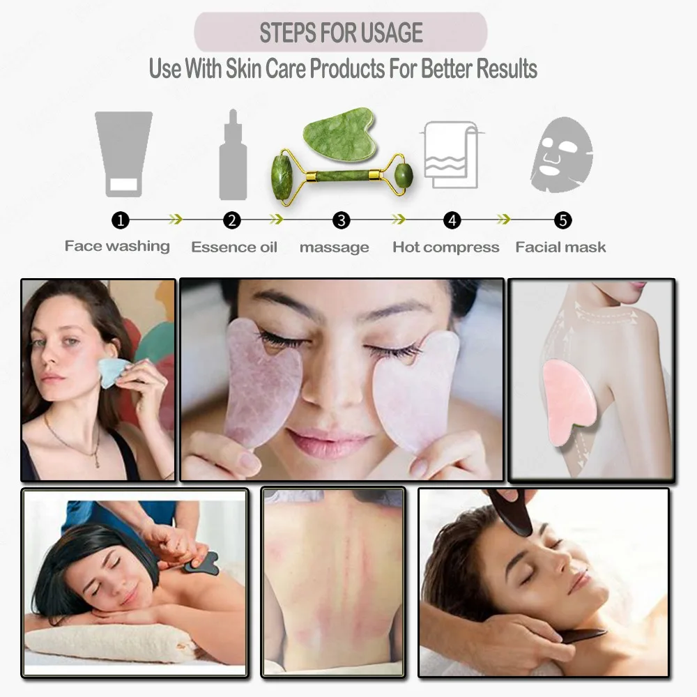 Натуральный нефритовый ролик для лица гуаша скребок уход за кожей масло шеи кожи