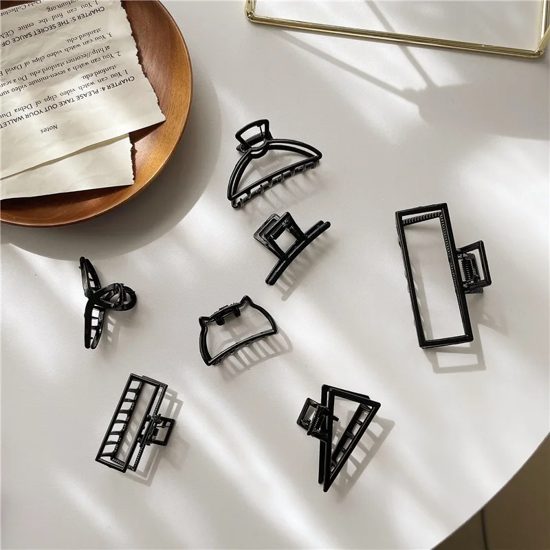 

All Black Claw Clip Large Barrette Crab Hair Claws Bath Clip Ponytail Clip for Women Girls Hairpins Headwear Hair Accessories