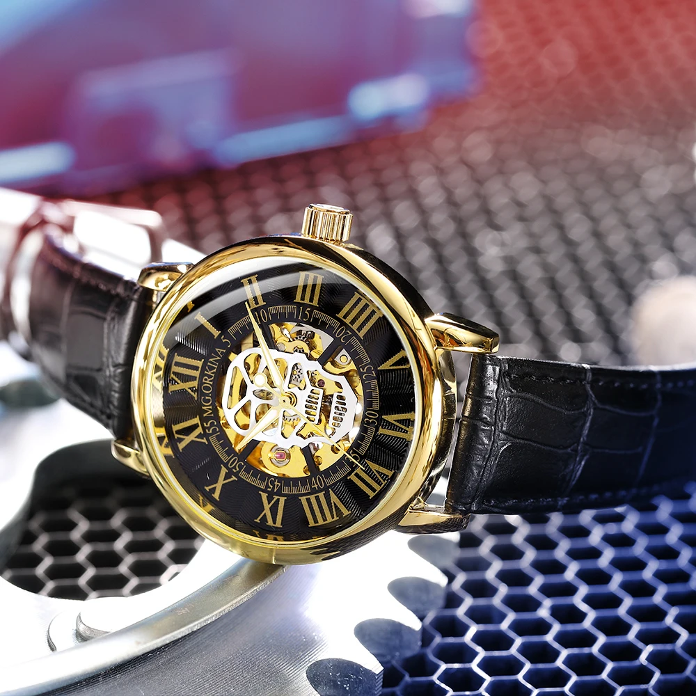 3D череп дизайн римская цифра стимпанк серии ободок золотые часы Скелетон мужские