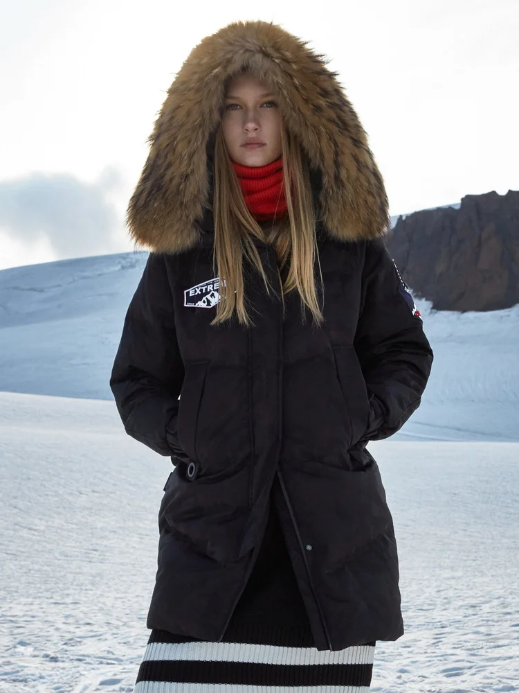 Новинка женский пуховик BOSIDENG 90% гусиный пух воротник из натурального меха