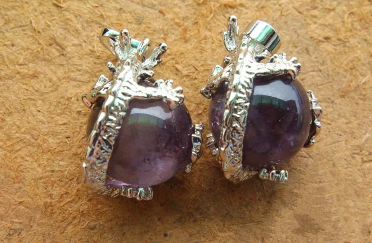 Turquoise Jade Amethyst Stone Pendant Jewelry China Dragon Wraps Necklace | Pendants