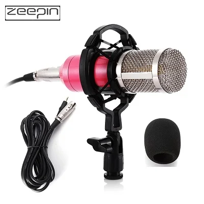 ZEEPIN BM800 динамический конденсаторный проводной микрофон для записи звука студийный поп-фильтр с ударным креплением для записи комплект KTV караоке - Цвет: PINK MIC